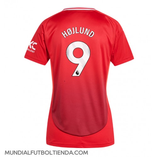 Camiseta Manchester United Rasmus Hojlund #9 Primera Equipación Replica 2024-25 para mujer mangas cortas